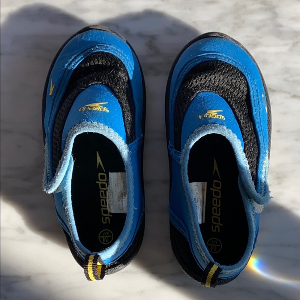 Blue Speedo water shoes for toddlers